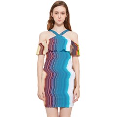 Line Vertical Lines Color Lines Shoulder Frill Bodycon Summer Dress by Bangk1t