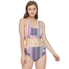 Triangle Stripes Texture Pattern Frilly Bikini Set