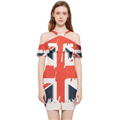 Union Jack England Uk United Kingdom London Shoulder Frill Bodycon Summer Dress by Bangk1t