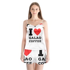 I Love Galao Coffee Satin Pajamas Set by ilovewhateva