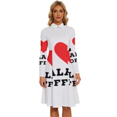 I Love Galao Coffee Long Sleeve Shirt Collar A-line Dress by ilovewhateva