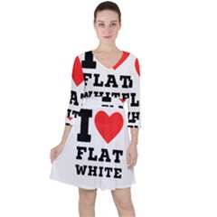 I Love Flat White Quarter Sleeve Ruffle Waist Dress by ilovewhateva
