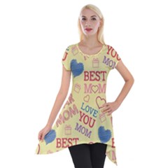 Love Mom Happy Mothers Day I Love Mom Graphic Pattern Short Sleeve Side Drop Tunic by Ravend