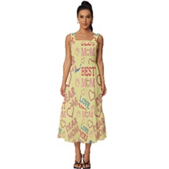 Love Mom Happy Mothers Day I Love Mom Graphic Pattern Square Neckline Tiered Midi Dress by Ravend