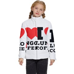 I Love Lungo Coffee  Kids  Puffer Bubble Jacket Coat by ilovewhateva