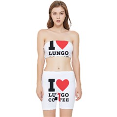 I Love Lungo Coffee  Stretch Shorts And Tube Top Set by ilovewhateva