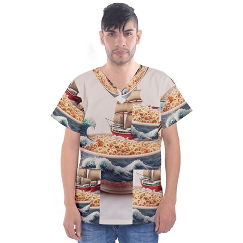 Noodles Pirate Chinese Food Food Men s V-neck Scrub Top by Ndabl3x