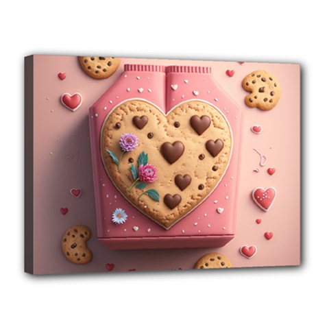 Cookies Valentine Heart Holiday Gift Love Canvas 16  X 12  (stretched) by Ndabl3x