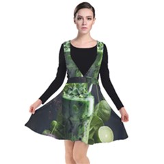 Drink Spinach Smooth Apple Ginger Plunge Pinafore Dress by Ndabl3x
