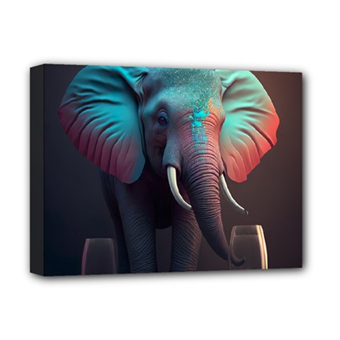 Elephant Tusks Trunk Wildlife Africa Deluxe Canvas 16  X 12  (stretched)  by Ndabl3x