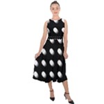 Background Dots Circles Graphic Midi Tie-Back Chiffon Dress