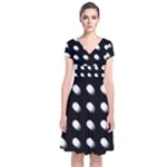 Background Dots Circles Graphic Short Sleeve Front Wrap Dress