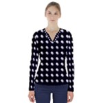 Background Dots Circles Graphic V-Neck Long Sleeve Top