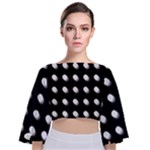 Background Dots Circles Graphic Tie Back Butterfly Sleeve Chiffon Top