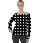 Background Dots Circles Graphic Off Shoulder Long Sleeve Velour Top