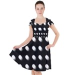Background Dots Circles Graphic Cap Sleeve Midi Dress