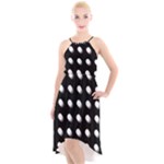 Background Dots Circles Graphic High-Low Halter Chiffon Dress 