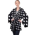 Background Dots Circles Graphic Long Sleeve Velvet Kimono 