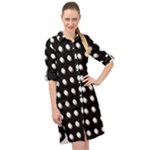 Background Dots Circles Graphic Long Sleeve Mini Shirt Dress