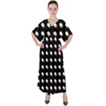 Background Dots Circles Graphic V-Neck Boho Style Maxi Dress