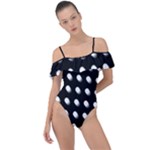 Background Dots Circles Graphic Frill Detail One Piece Swimsuit
