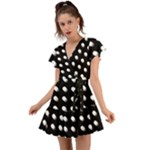Background Dots Circles Graphic Flutter Sleeve Wrap Dress