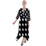 Background Dots Circles Graphic Quarter Sleeve Wrap Front Maxi Dress