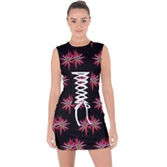 Chic Dreams Botanical Motif Pattern Design Lace Up Front Bodycon Dress by dflcprintsclothing