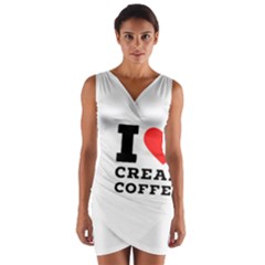 I Love Cream Coffee Wrap Front Bodycon Dress by ilovewhateva
