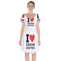 I Love Cream Coffee Short Sleeve Bardot Dress by ilovewhateva