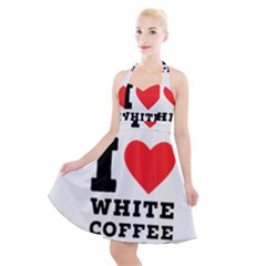 I Love White Coffee Halter Party Swing Dress  by ilovewhateva