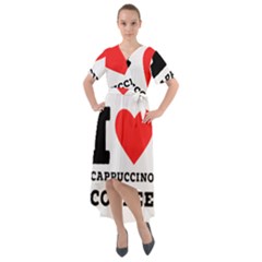 I Love Cappuccino Coffee Front Wrap High Low Dress by ilovewhateva