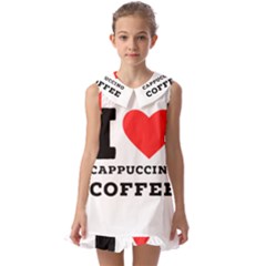I Love Cappuccino Coffee Kids  Pilgrim Collar Ruffle Hem Dress by ilovewhateva