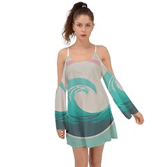 Waves Tidal Ocean Sea Tsunami Wave Minimalist Boho Dress