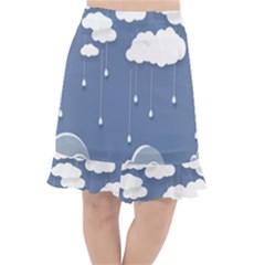 Blue Clouds Rain Raindrops Weather Sky Raining Fishtail Chiffon Skirt by Wav3s