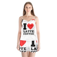 I Love Latte Coffee Satin Pajamas Set by ilovewhateva