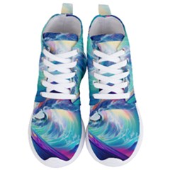 Wave Ocean Sea Tsunami Nautical Nature Water Women s Lightweight High Top Sneakers by Wav3s