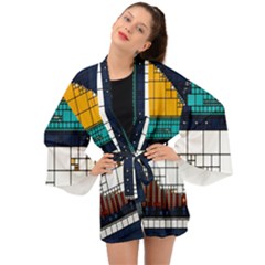 Abstract Statistic Rectangle Classification Long Sleeve Kimono