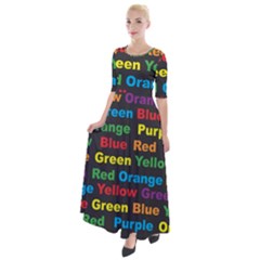 Red-yellow-blue-green-purple Half Sleeves Maxi Dress by Wav3s