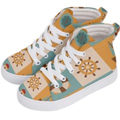Nautical-elements-collection Kids  Hi-top Skate Sneakers by Wav3s