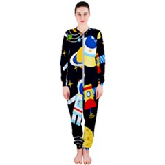 Space Seamless Pattern Onepiece Jumpsuit (ladies) by Wav3s