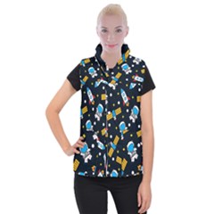 Seamless-adventure-space-vector-pattern-background Women s Button Up Vest by Wav3s
