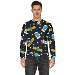 Seamless-adventure-space-vector-pattern-background Men s Fleece Sweatshirt by Wav3s