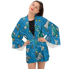 About-space-seamless-pattern Long Sleeve Kimono