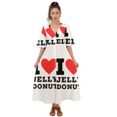I Love Jelly Donut Kimono Sleeve Boho Dress by ilovewhateva