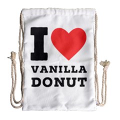 I Love Vanilla Donut Drawstring Bag (large) by ilovewhateva