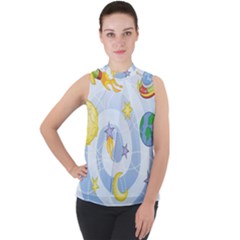 Science Fiction Outer Space Mock Neck Chiffon Sleeveless Top by Ndabl3x