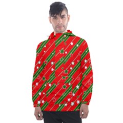 Christmas Paper Star Texture Men s Front Pocket Pullover Windbreaker by Ndabl3x