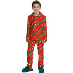 Christmas Paper Star Texture Kids  Long Sleeve Velvet Pajamas Set by Ndabl3x