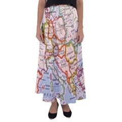 Map Europe Globe Countries States Flared Maxi Skirt by Ndabl3x